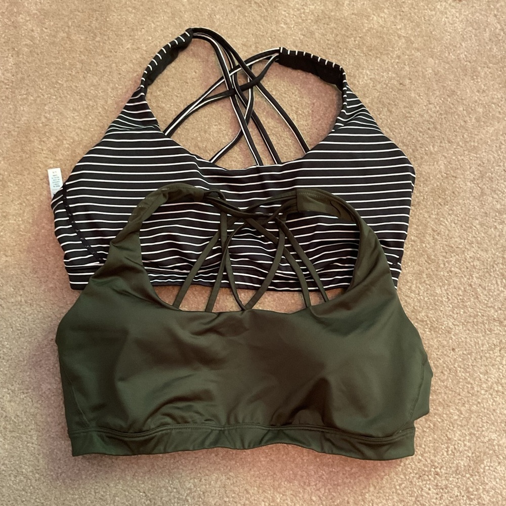Green and Black Sports Bras with Strappy Design